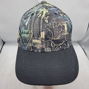 Island Crew Hawaii Adults Snapback Cap With Hawaiian Print Black Visor